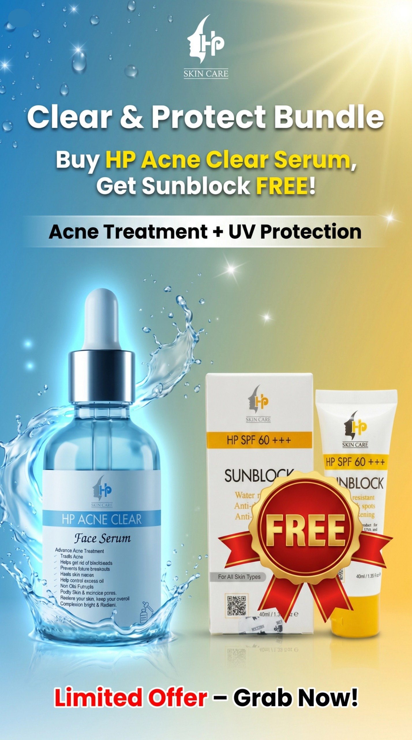 HP Acne Clear Serum with free Sunblock Summer Deal 3
